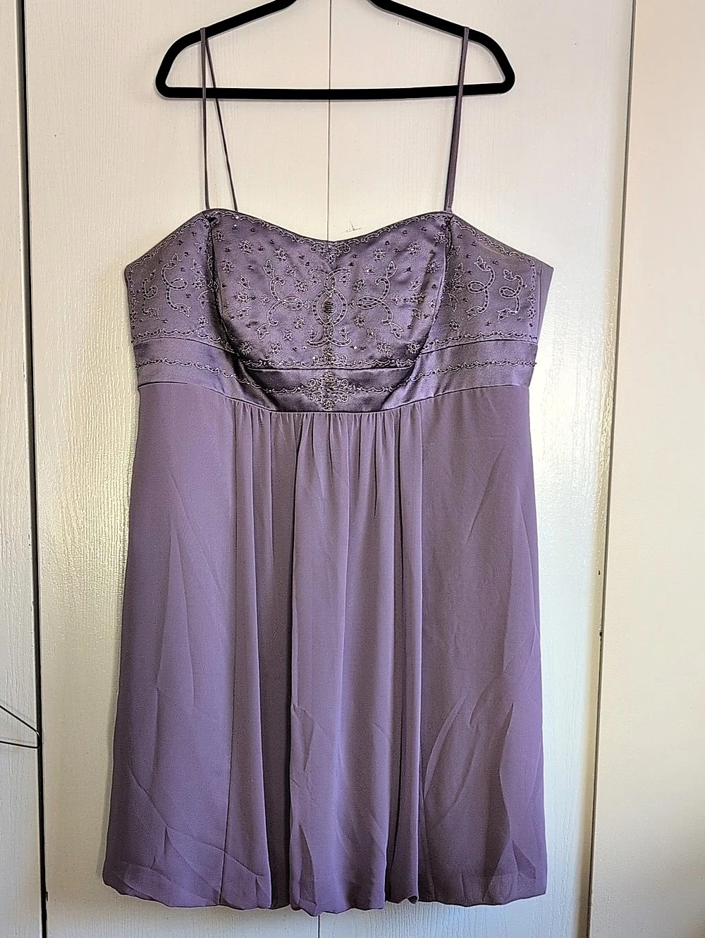 David's Bridal Beaded Empire Waist Bubble Hem Dress Style F13128